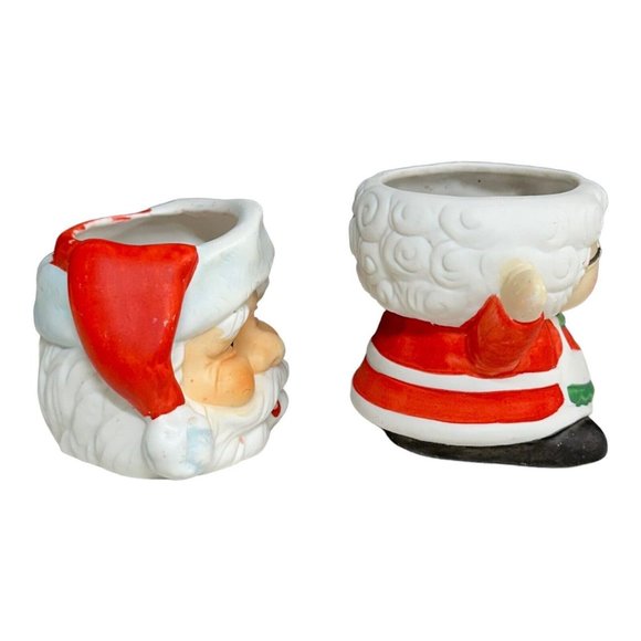 VTG 1980s Santa Face & Mrs Claus Porcelain Votive Candle Holders Rosey‎ Cheeks - Picture 3 of 7